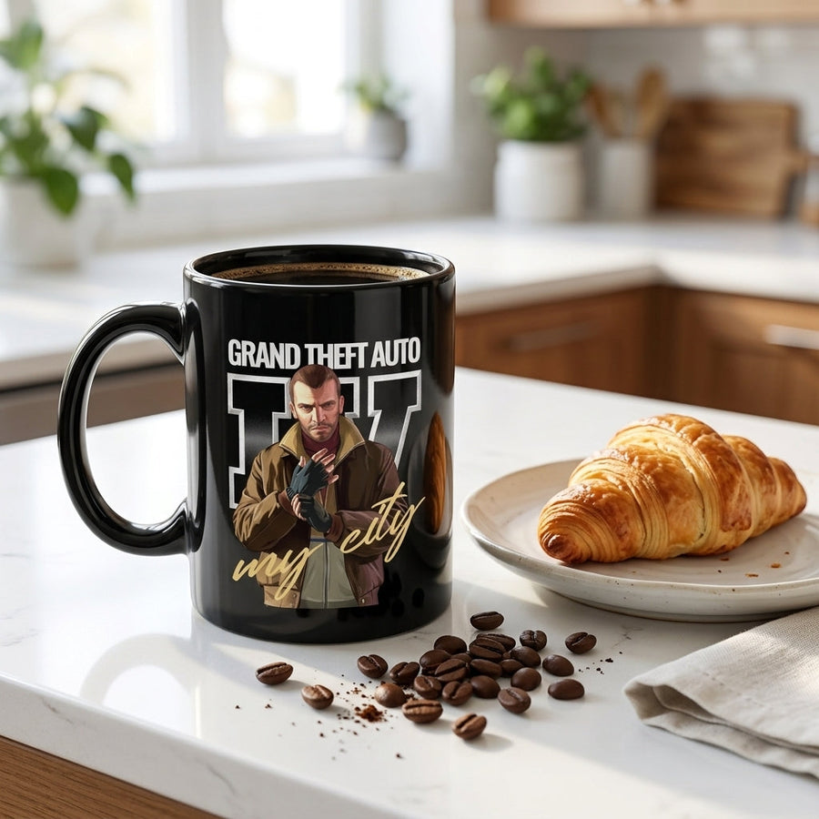 Grand Theft Auto IV Niko Bellic My City Waterproof Vinyl Sticker - Premium Gaming Graphic Decal for Laptops, Mugs, Water Bottles, Cars & Skateboards
