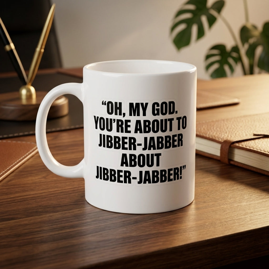 Oh My God You're About To Jibber-Jabber Funny Ceramic Coffee Mug - Hilarious Sarcastic Office Humor Drinkware Cup (11oz)