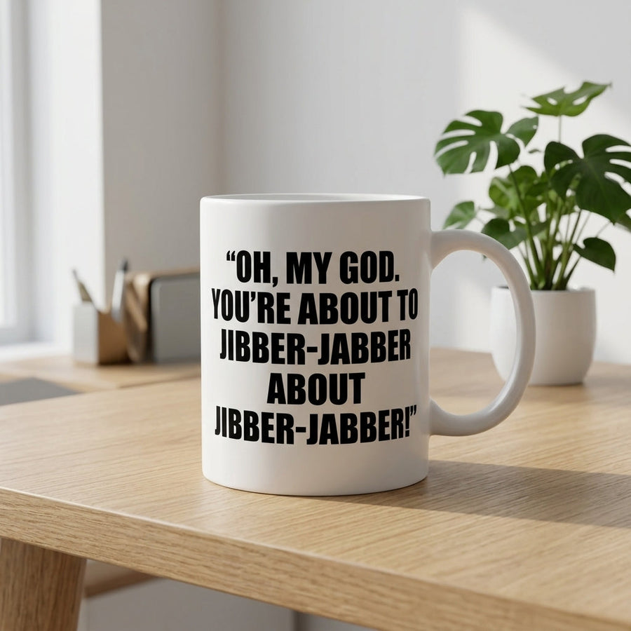 Oh My God You're About To Jibber-Jabber Funny Ceramic Coffee Mug - Hilarious Sarcastic Office Humor Drinkware Cup (11oz)