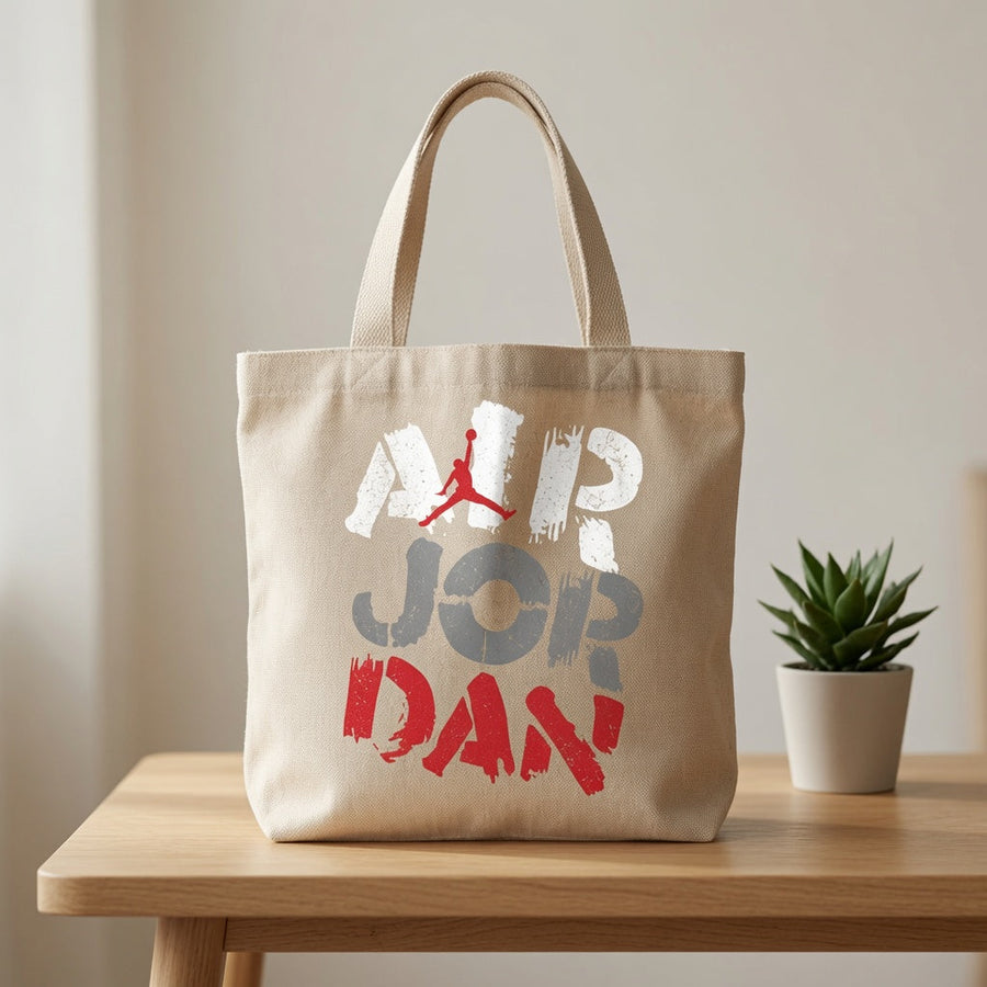 Grunge Air Typography Graphic Canvas Tote Bag - Distressed Streetwear Shoulder Bag