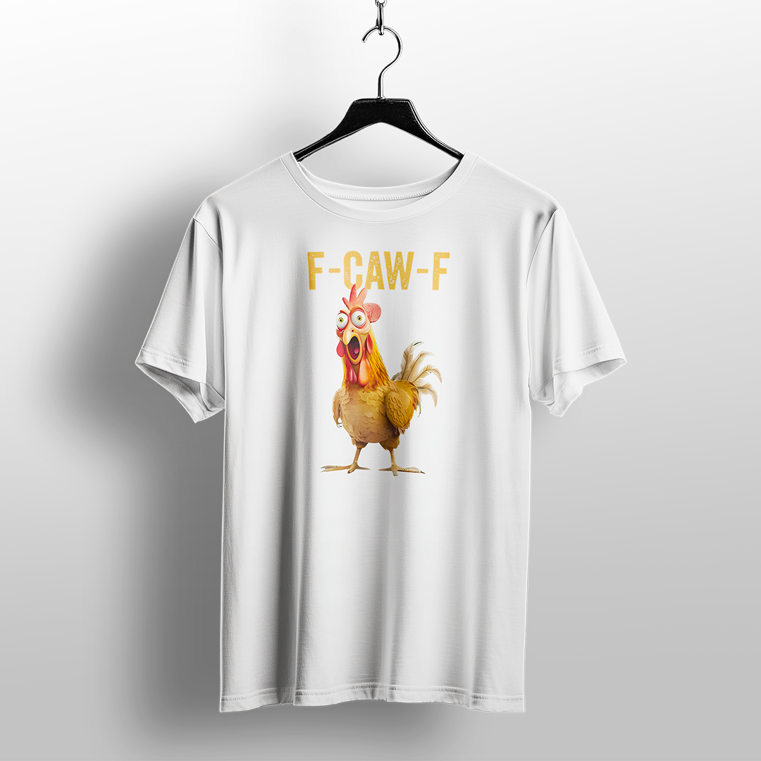 Funny Rooster "F-CAW-F" Cartoon T-Shirt – Humor Graphic Tee