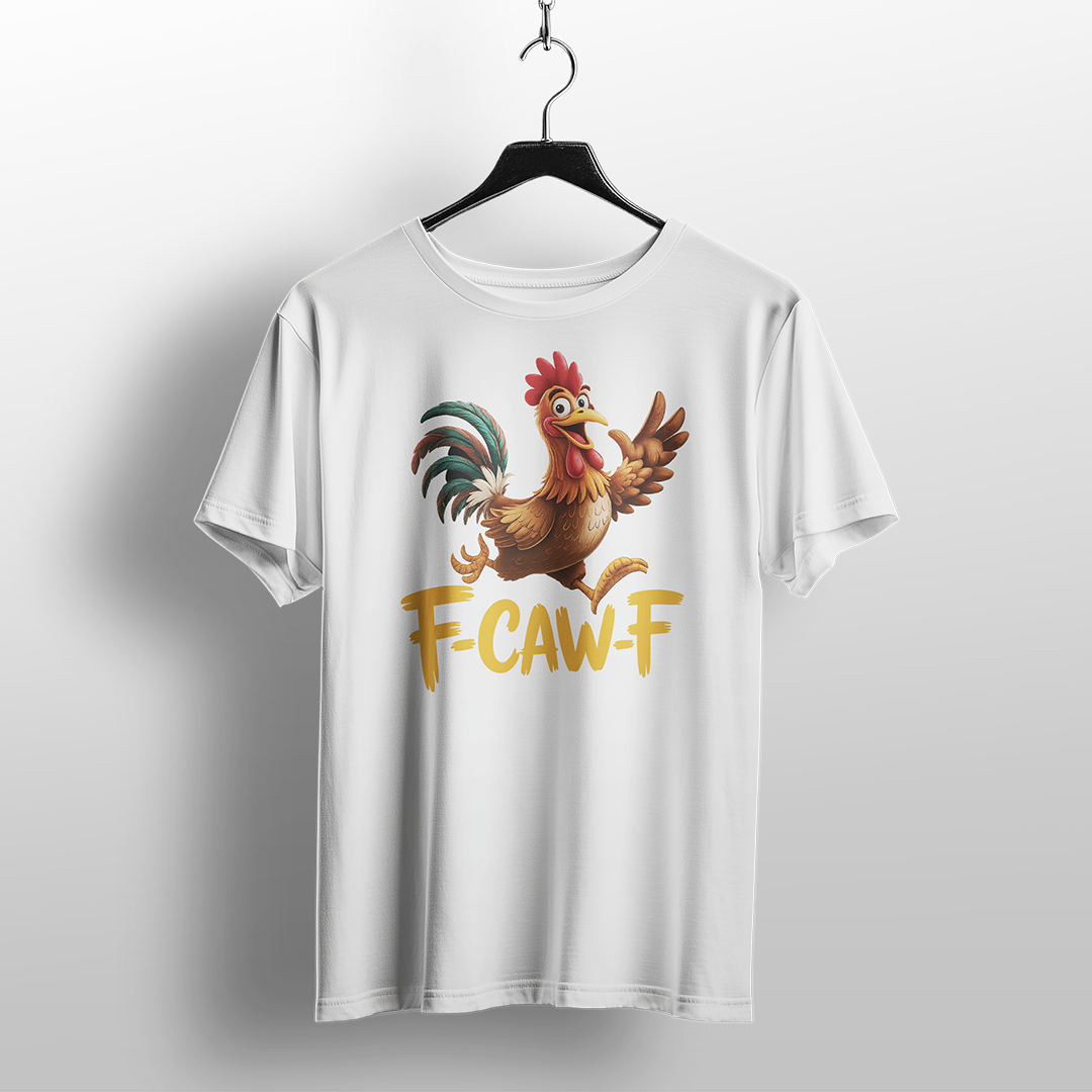 Funny Rooster "F-CAW-F" T-Shirt – Cartoon Humor Tee