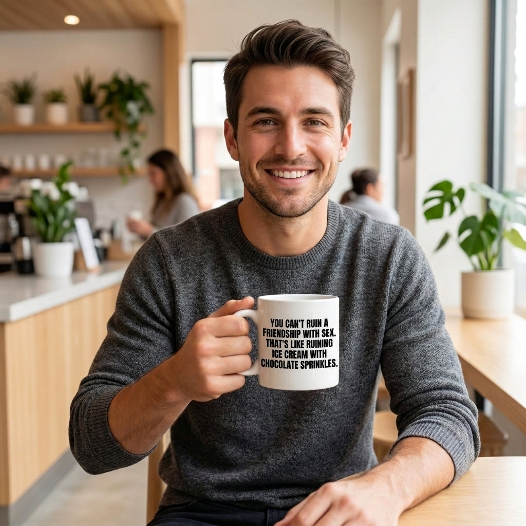 You Can't Ruin A Friendship With Sex Funny Ceramic Coffee Mug - Hilarious Sarcastic Adult Humor Drinkware Cup (11oz)