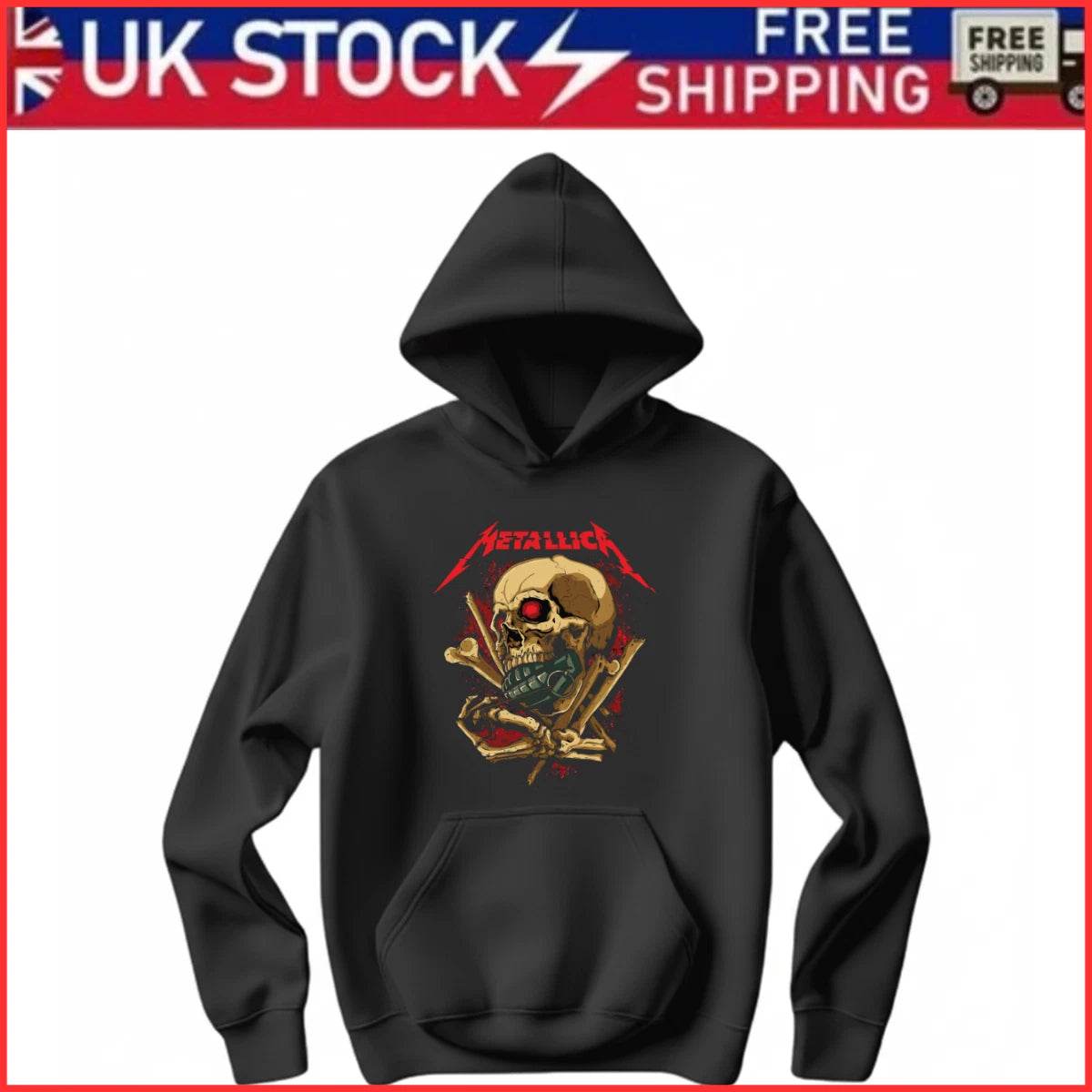 Metallica Skull and Crossbones Black Hoodie