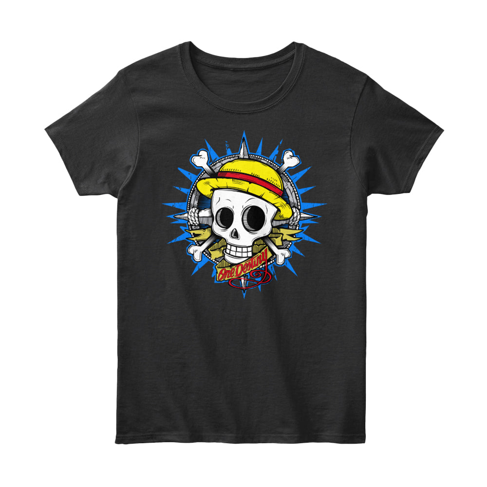 Straw Hat Pirate Skull "One Destiny" Graphic T-Shirt