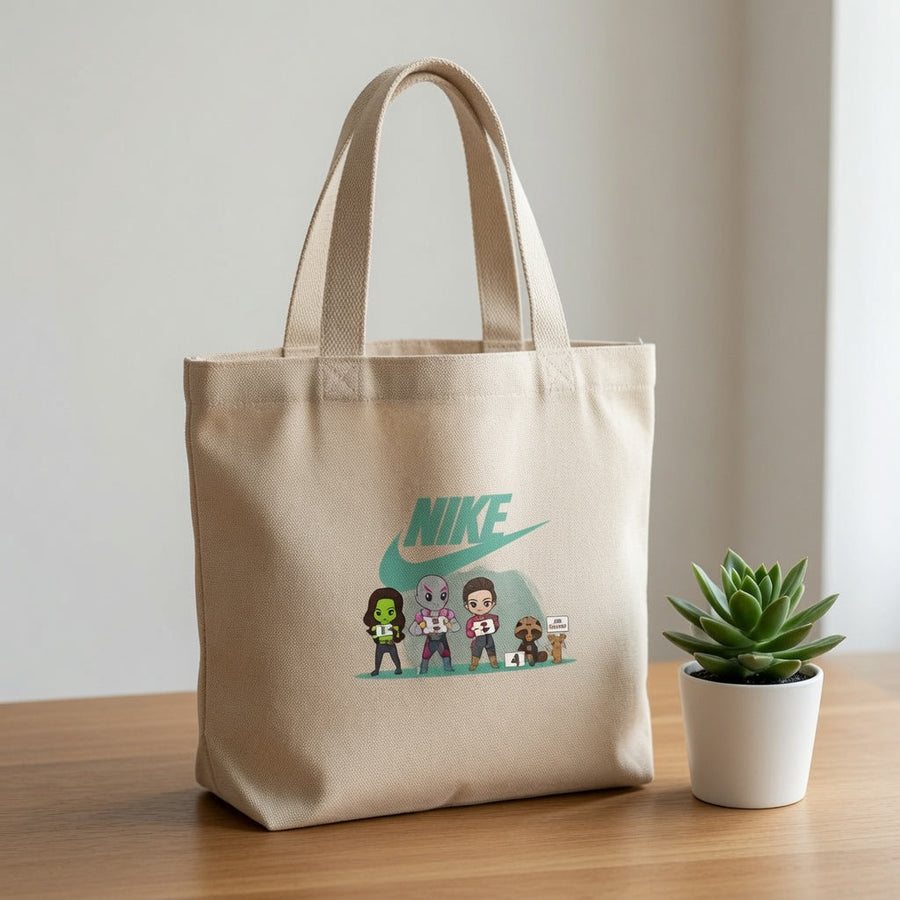 Chibi Guardians Teal Nike Swoosh Cotton Canvas Tote Bag