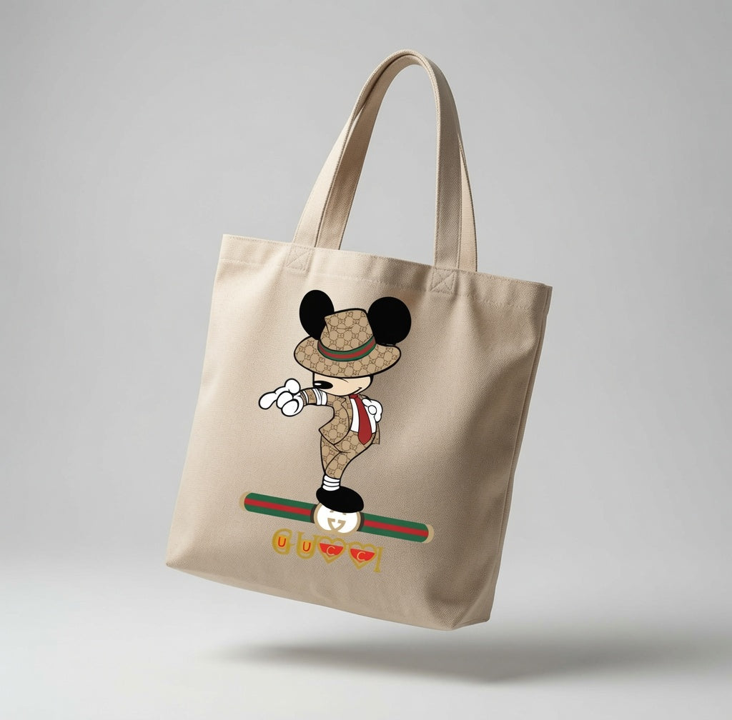 Luxury Cartoon Mouse Canvas Tote Bag - Dapper Fashion Graphic Design
